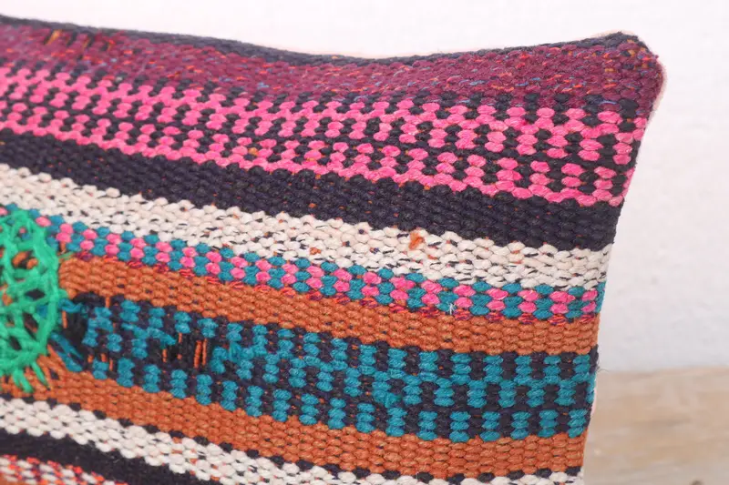 Pillow Cover, Pattern Throw Pillow Case, Outdoor Pillow Sham, Pillow for Couch, 8x16 Purple Cushion Case, Handmade Kilim Cushion, Throw Kilim Pillow - 5