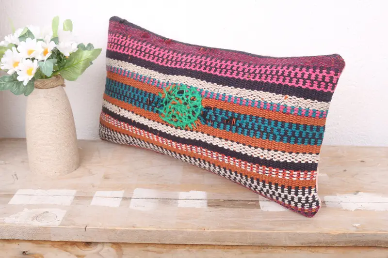 Pillow Cover, Pattern Throw Pillow Case, Outdoor Pillow Sham, Pillow for Couch, 8x16 Purple Cushion Case, Handmade Kilim Cushion, Throw Kilim Pillow - 4