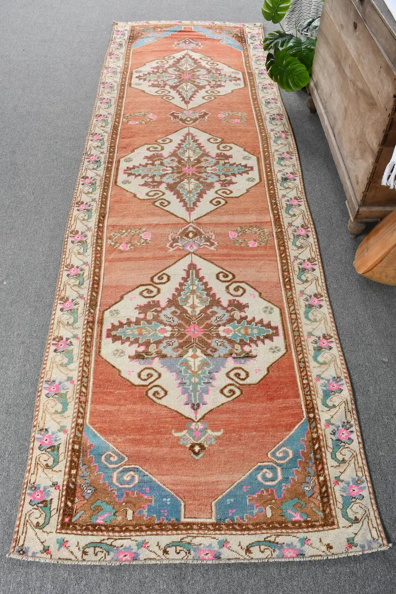 Handmade Red Check Rug, 0.3x0.9 ft Elegant Decor