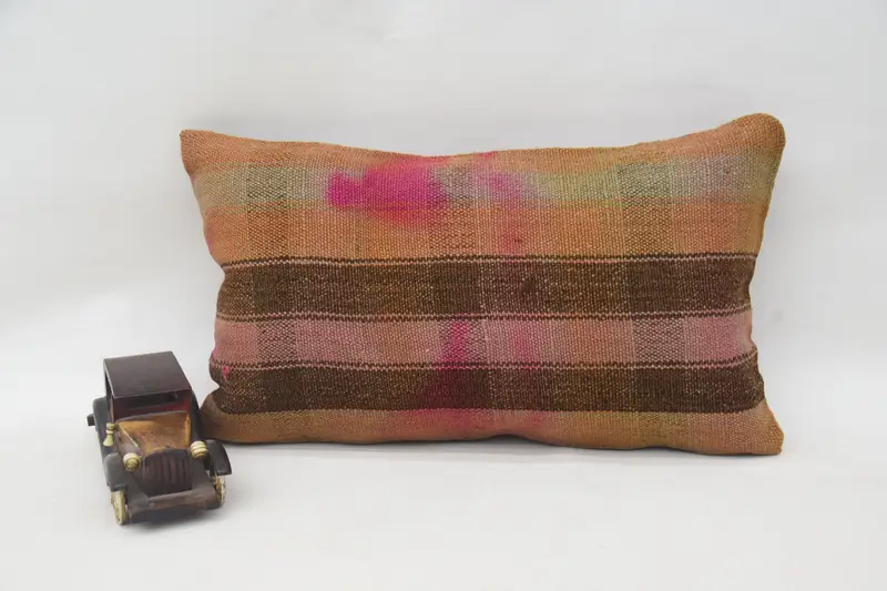 Striped Throw Pillow Sham, 30x50 cm Orange Pillowcase, Contemporary Antique Euro Sham - 1