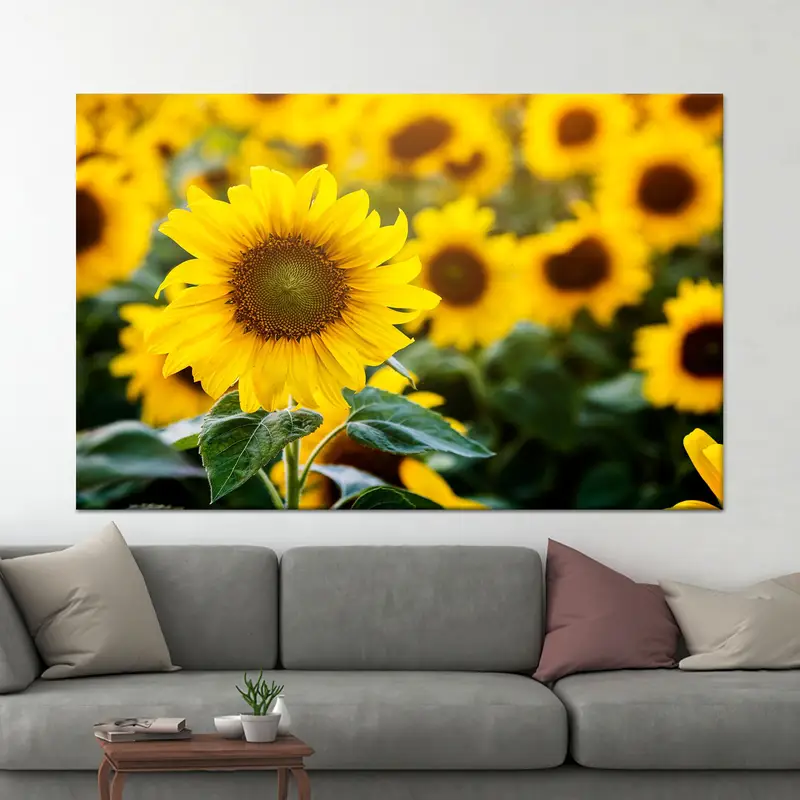 Ayçiçeği Sarı Çiftlik Evi Kanvası: Trendy Helianthus Mutfak Dekoru