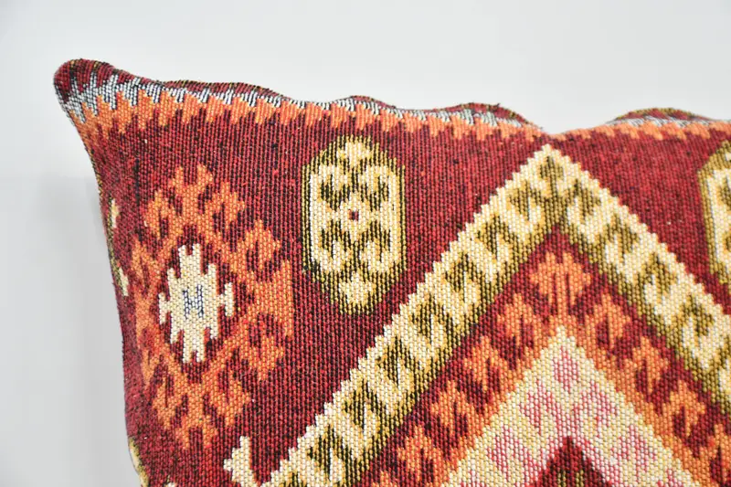Kilim Pillow, Pillow Sham, 32x32 Red Pillow Sham, Ottoman Pillow Cover, Handwoven Cushion, Turkish Rugs Pillow Sham, Vintage Pillow, Gift Pillow - 2