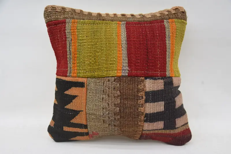 Gift Pillow, Cushion Cover, Kilim Cushion Sham, Crochet Pattern Pillow Sham, Pillow for Couch, 12x12 Brown Pillow Case, Authentic Pillow Cover - 5