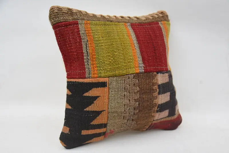 Gift Pillow, Cushion Cover, Kilim Cushion Sham, Crochet Pattern Pillow Sham, Pillow for Couch, 12x12 Brown Pillow Case, Authentic Pillow Cover - 2