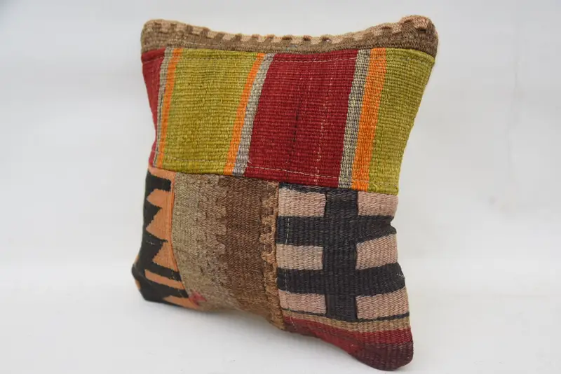 Gift Pillow, Cushion Cover, Kilim Cushion Sham, Crochet Pattern Pillow Sham, Pillow for Couch, 12x12 Brown Pillow Case, Authentic Pillow Cover - 3