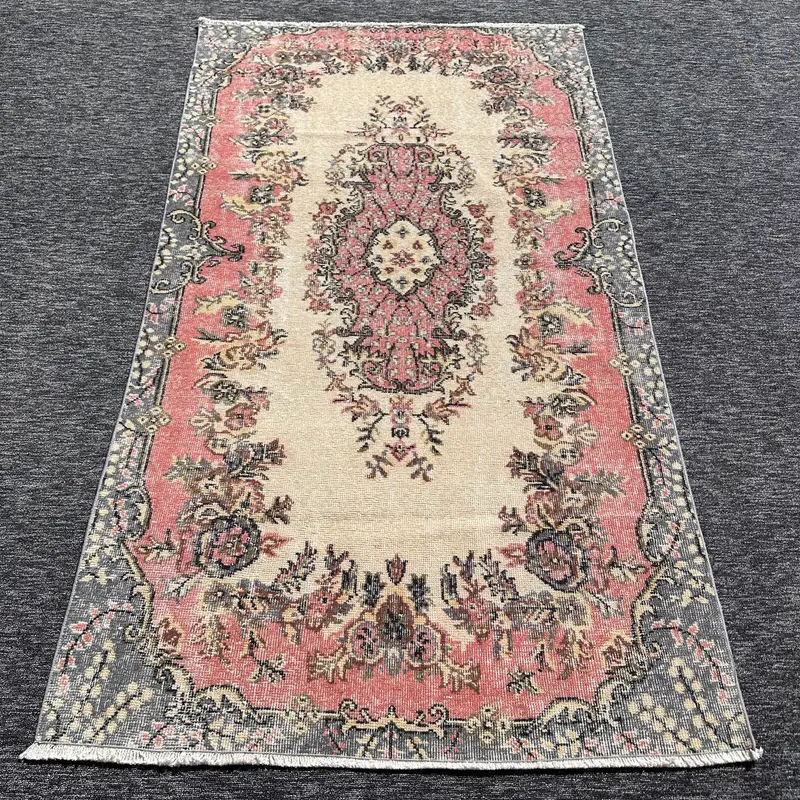 Patchwork-Teppich in Orange und Beige, 90 x 180 cm, schickes Dekor