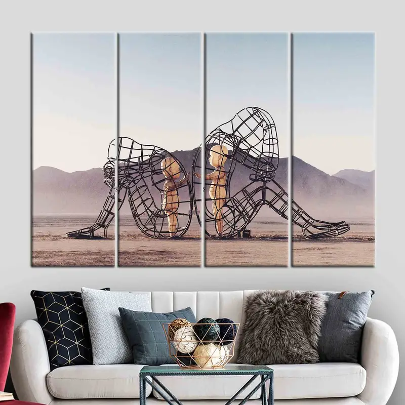 Inner Child, Couple Canvas Decor, Gold Print, Romantic Wall Art, Two People Turning Their Backs, Large Wall Art, Modern Art, Large Canvas - 5