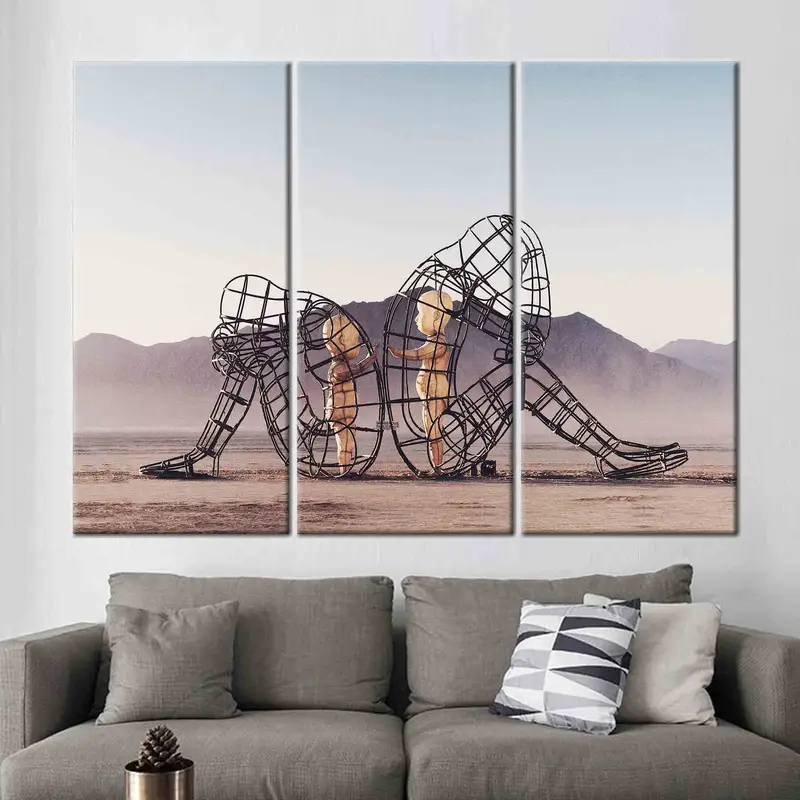 Inner Child, Couple Canvas Decor, Gold Print, Romantic Wall Art, Two People Turning Their Backs, Large Wall Art, Modern Art, Large Canvas - 4