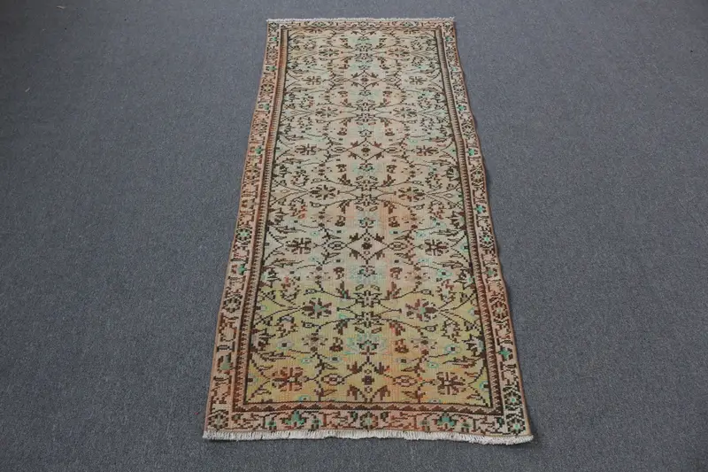 Alfombra Elegante Beige y Marrón, 8x1,8m Floral y Geométrica