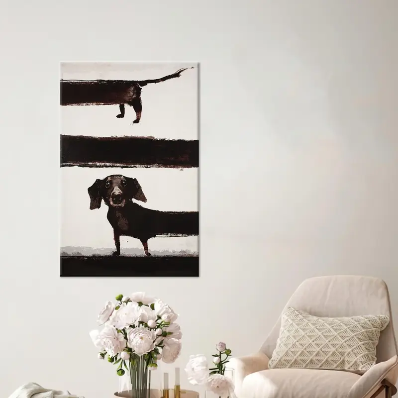 モダンな犬の抽象的なシュールなキャンバスプリント - トレンディなウォールアート