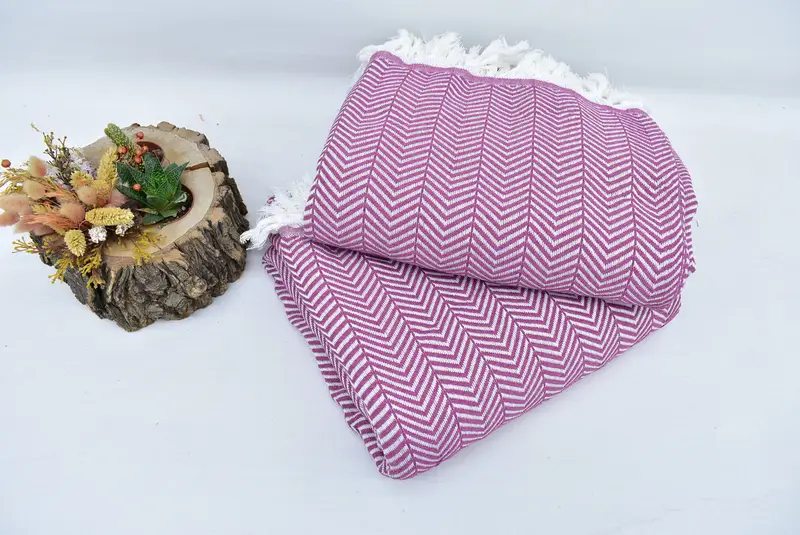 92x76 Cotton Chevron Towel, Housewarming Gift, Monogram Blanket, Custom Wedding Gifts, Bachelorette Party Favors Beach, Wedding Anniversary Gift - 4