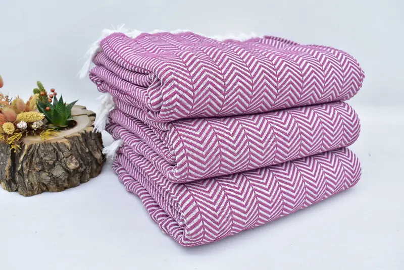 92x76 Cotton Chevron Towel, Housewarming Gift, Monogram Blanket, Custom Wedding Gifts, Bachelorette Party Favors Beach, Wedding Anniversary Gift - 3