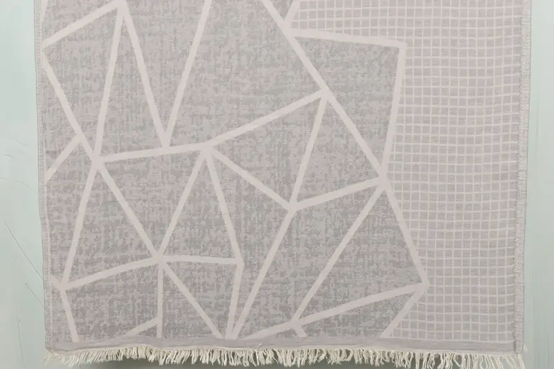 Wedding Favors Asymmetric Design Towel, Light Gray Cotton, 40x69 Inches