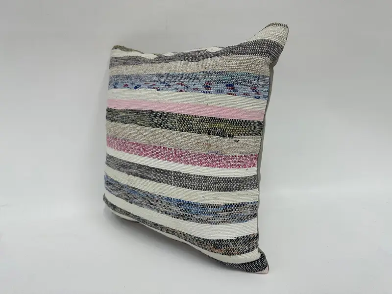 Cushion Case, Vintage Kilim Pillow, Cotton Cushion Cover, Boho Pillow, 16x16 White Cushion Case, Ethnic Pillow Cover Pillow, Kilim Pillow Cover - 4