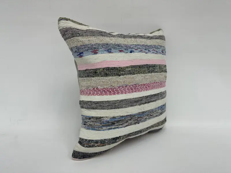 Cushion Case, Vintage Kilim Pillow, Cotton Cushion Cover, Boho Pillow, 16x16 White Cushion Case, Ethnic Pillow Cover Pillow, Kilim Pillow Cover - 3