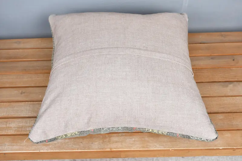 Cushion Case, Pillow for Couch, Ethnic Cushion, Vintage Throw Pillow Case, 20x20 Gray Cushion, Throw Kilim Pillow, Kilim Pillow Cover - 5