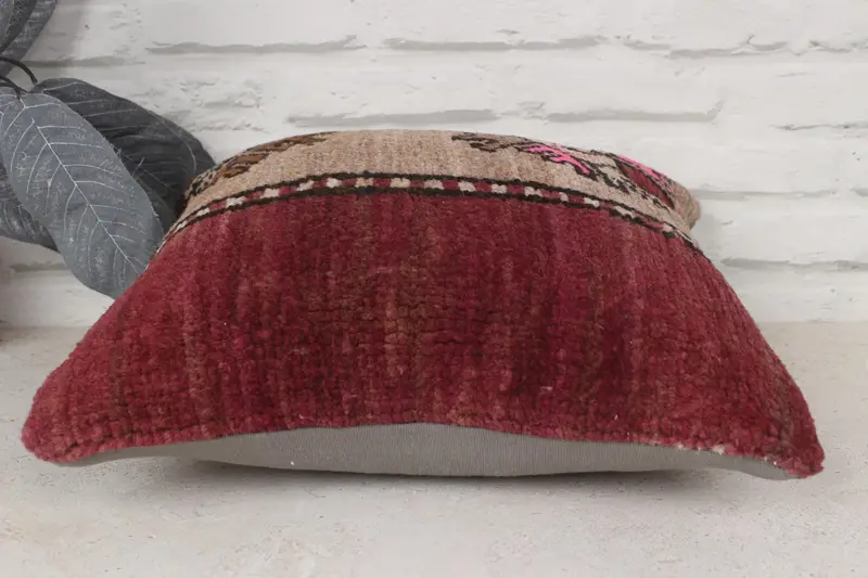 Vintage Pillow, 14x14 Brown Cushion Cover, Kilim Pillow, Comfy Throw Pillow, Handmade Kilim Cushion, Pillow Cover, One Of A Kind Pillow Case - 5