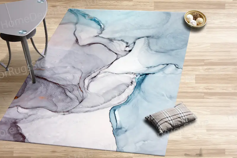 エレガントなプリントラグ：モダンな空間に最適な高級大理石デザイン