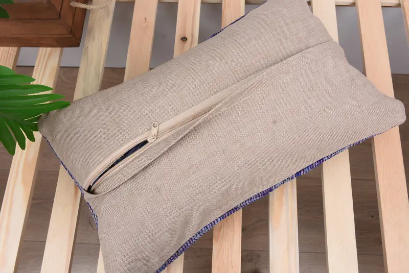Tapestry Pillow Sham, Home Decor Pillow, 12x20 Blue Pillow Sham, Outdoor Throw Cushion, Vintage Kilim Pillow, Turkish Pillow, Cushion Case - 7