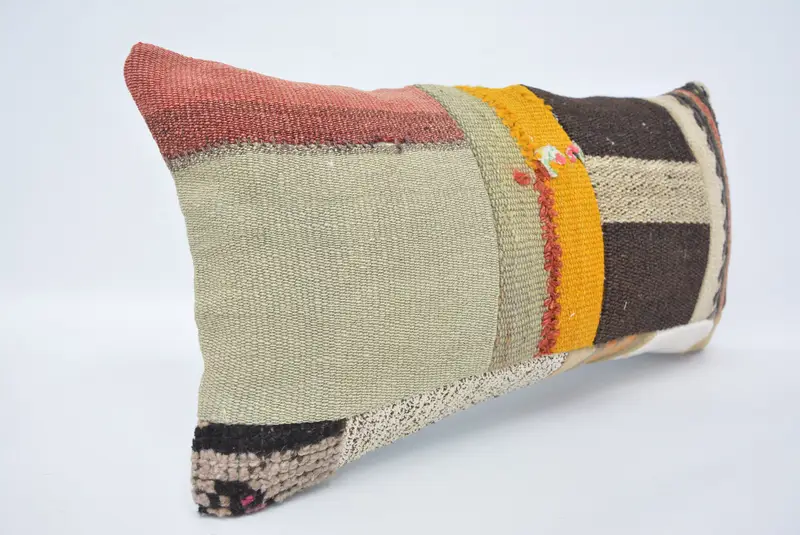 Kilim Pillow Cover, Vintage Pillow, Boho Pillow, Cushion Cover, 12x24 Beige Cushion Cover, Turkish Rugs Cushion Cover, Sofa Bolster Cushion Case - 3