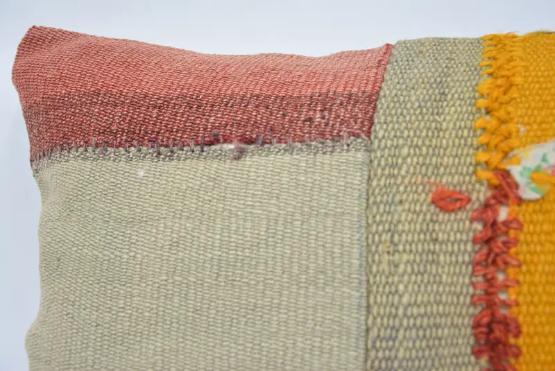 Kilim Pillow Cover, Vintage Pillow, Boho Pillow, Cushion Cover, 12x24 Beige Cushion Cover, Turkish Rugs Cushion Cover, Sofa Bolster Cushion Case - 2