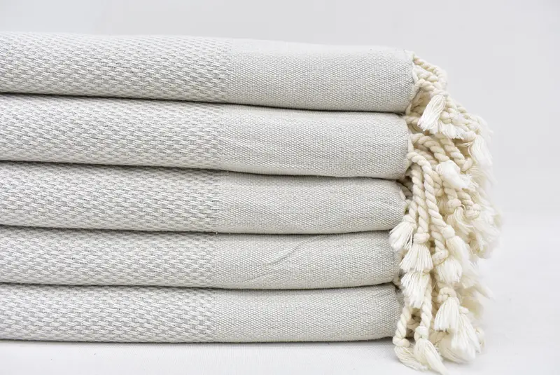 Light Gray Polka Dot Hand Towel Organic Cotton, 44x24 Inches