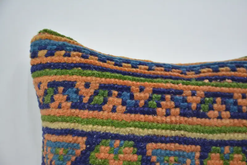 12x12 Orange Cushion, Rustic Cushion Case, Turkish Rugs Pillow Sham, Antique Pillows, Gift Pillow, Vintage Pillow, Cushion Case - 2