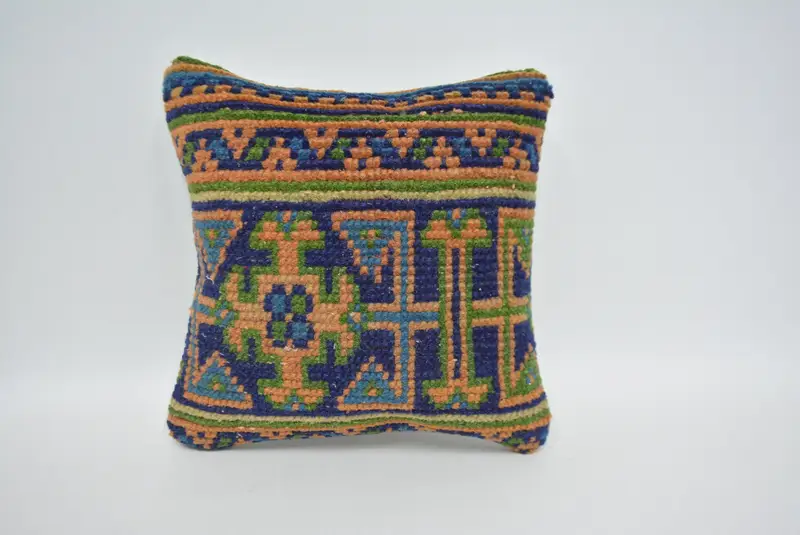 12x12 Orange Cushion, Rustic Cushion Case, Turkish Rugs Pillow Sham, Antique Pillows, Gift Pillow, Vintage Pillow, Cushion Case - 1