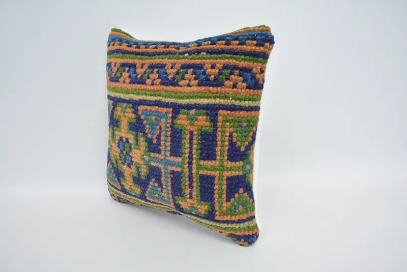 12x12 Orange Cushion, Rustic Cushion Case, Turkish Rugs Pillow Sham, Antique Pillows, Gift Pillow, Vintage Pillow, Cushion Case - 4