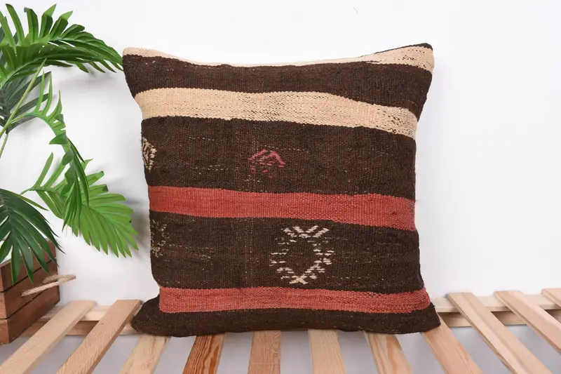 Cushion Case, 20x20 Brown Cushion Case, Art Deco Cushion Case, Customized Cushion, Gift Pillow, Retro Cushion Case, Boho Pillow, Home Decor Pillow - 1