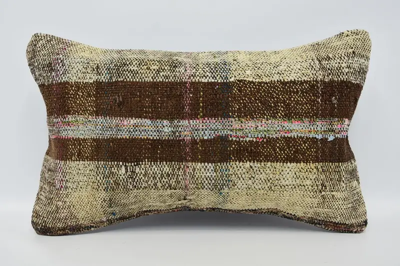 Cushion, Pillow for Couch, Ethnic Pillow Cover Pillow Sham, 12x20 Beige Cushion Case, Throw Kilim Pillow, Vintage Kilim Throw Pillow - 1