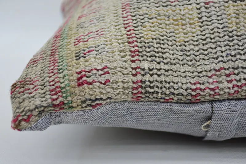 14x14 Beige Pillow, Neutral Pillow Case, Ethnical Kilim Rug Pillow, Farmhouse Cushion Cover, Pillow, Vintage Kilim Pillow, Vintage Pillow - 4