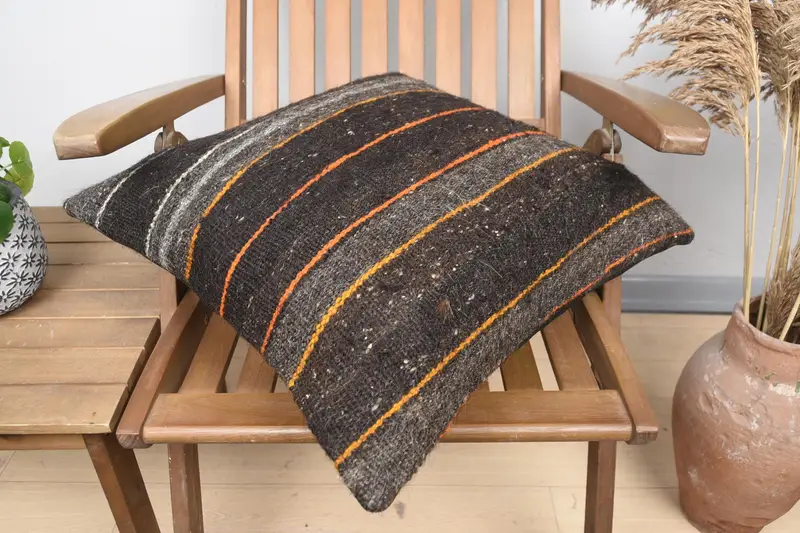Kilim Pillow Cover, 20x20 Brown Pillow Case, Garden Pillow, Vintage Throw Pillow Cover, Pillow Cover, Antique Pillows, Pillow for Couch - 4