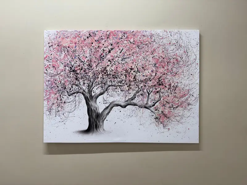 Elegante rosa Baum-Leinwand: Moderner abstrakter Kunstdruck