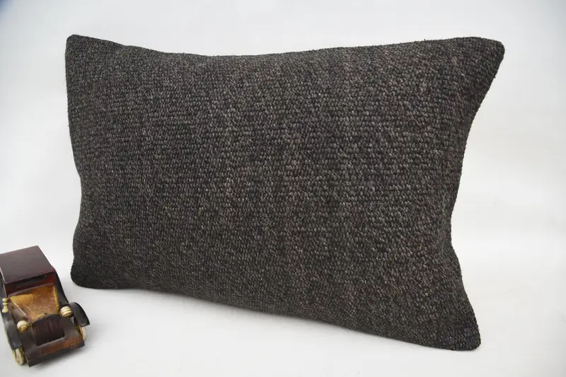 Antique Pillows, Handmade Kilim Cushion, Handwoven Pillow Cover, Vintage Pillow, Armchair Cushion Case, Cushion Case, 16x24 Brown Cushion Case - 3
