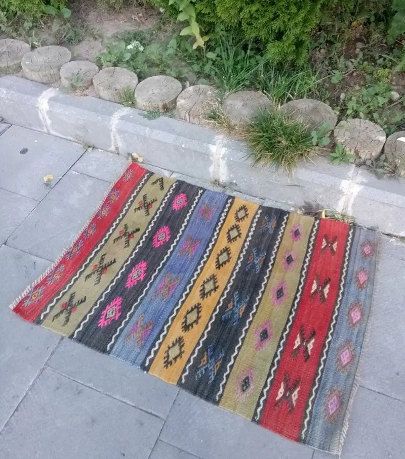 Oryantal Yeşil ve Mavi Halı, 1,92x2,75 ft