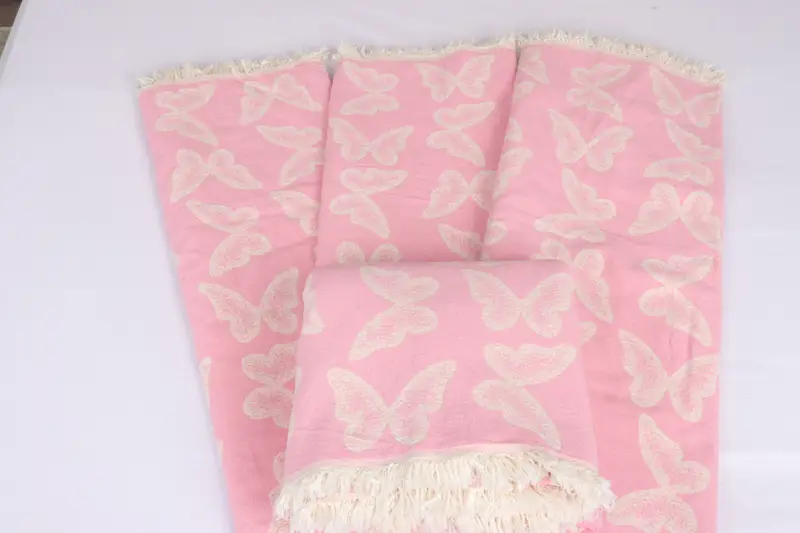 Throw Blanket Couch, Bridal Shower Gift, 96x80 Cotton Butterfly Pattern Towel, Maid Of Honor Gift, Throw Blanket, Best Wedding Gift - 5