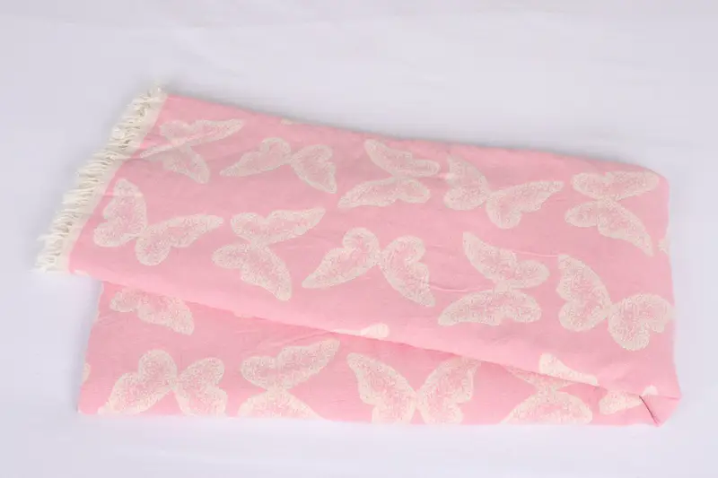 Throw Blanket Couch, Bridal Shower Gift, 96x80 Cotton Butterfly Pattern Towel, Maid Of Honor Gift, Throw Blanket, Best Wedding Gift - 6