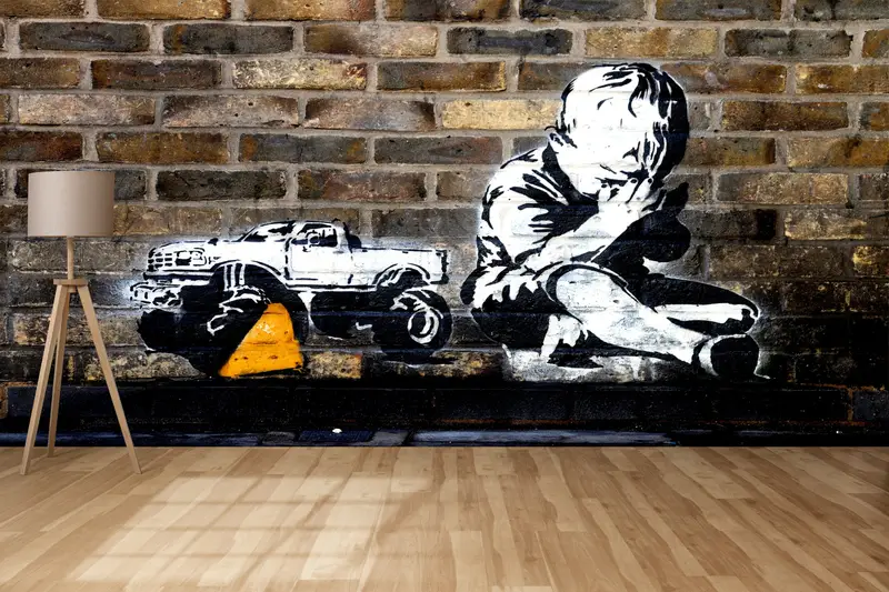 Banksy Praying Boy, Banksy Street Wall Print, Banksy Wall Print, Banksy Graffiti Wall Print, Banksy Boy Wall Decor, Graffiti Wall Poster, - 2