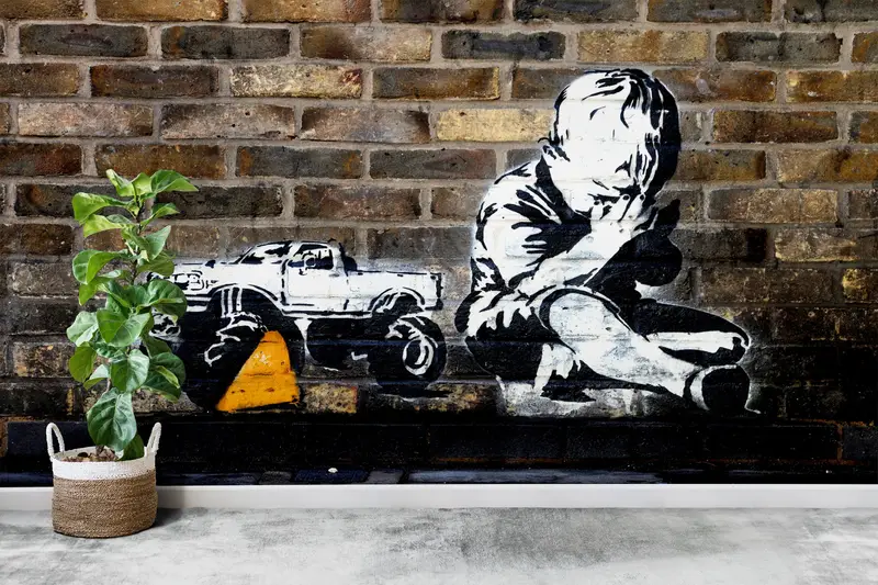Banksy Praying Boy, Banksy Street Wall Print, Banksy Wall Print, Banksy Graffiti Wall Print, Banksy Boy Wall Decor, Graffiti Wall Poster, - 4