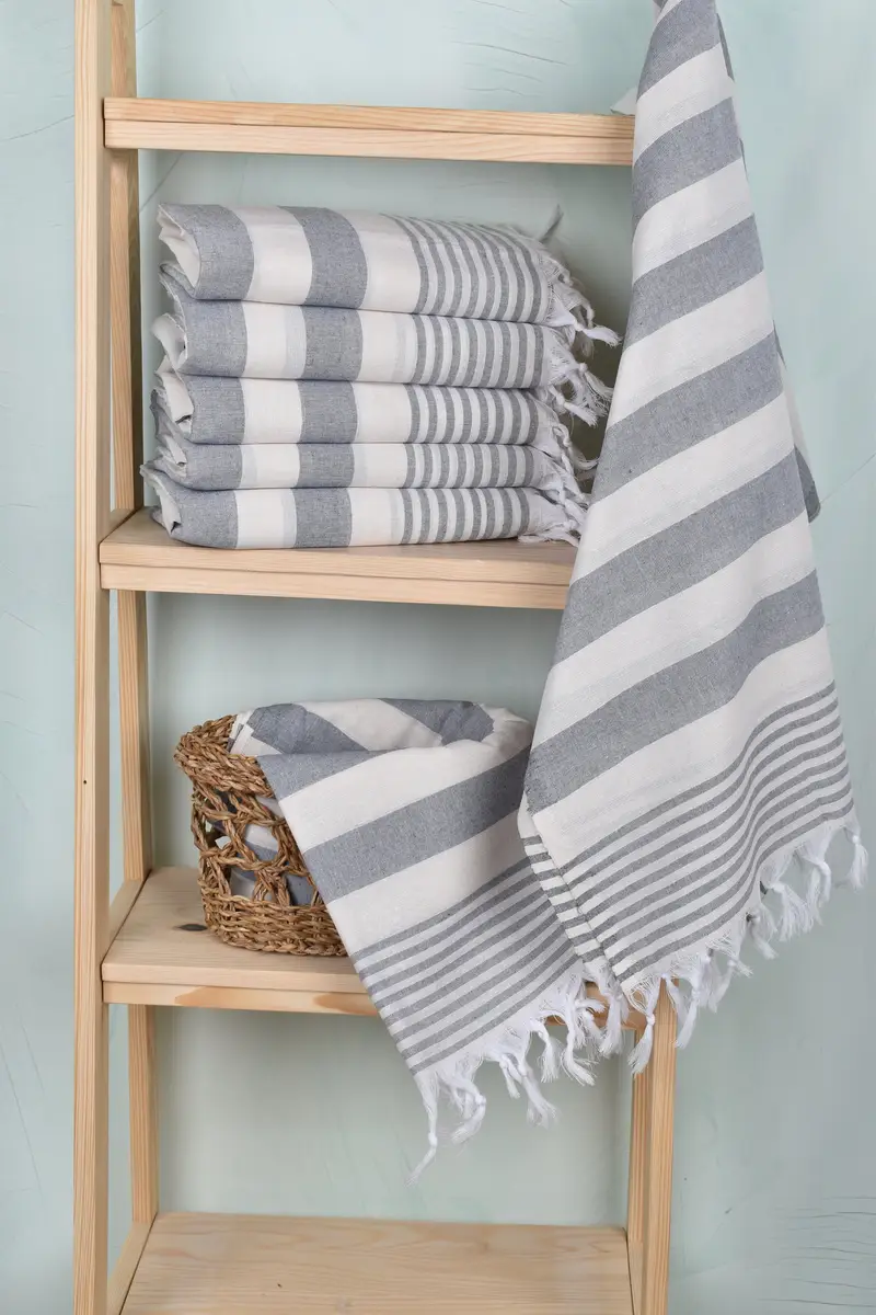 Bridesmaid Gift, Beach Theme Wedding Gift, Hammam towel, Monogrammed Beach Towel, Bridesmaid Gifts Personalized, 68x36 Cotton Striped Towel - 3