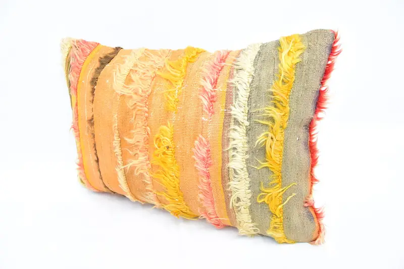 Wholesale Pillow, Kilim Rug Cushion, Rustic Pillow, Ethnical Kilim Rug Pillow, Pillow for Couch, Turkish Pillow, 16x24 Orange Pillow Cover, Pillow - 4