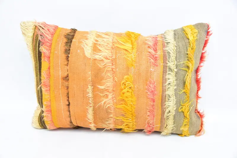 Wholesale Pillow, Kilim Rug Cushion, Rustic Pillow, Ethnical Kilim Rug Pillow, Pillow for Couch, Turkish Pillow, 16x24 Orange Pillow Cover, Pillow - 1