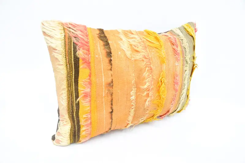 Wholesale Pillow, Kilim Rug Cushion, Rustic Pillow, Ethnical Kilim Rug Pillow, Pillow for Couch, Turkish Pillow, 16x24 Orange Pillow Cover, Pillow - 3