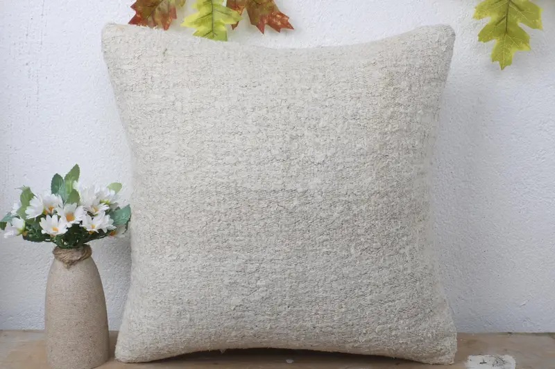Comfy Throw Cushion Cover, 16x16 White Pillow Case, Ethnical Kilim Rug Pillow, Boho Pillow, Vintage Pillow, Pillow Sham, Sofa Bolster Pillow Sham - 2