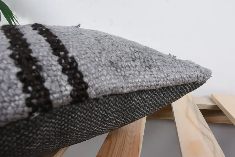 Bench Pillow Case, Boho Pillow Sham Cover, Neutral Cushion Case, 12x12 Gray Cushion, Interior Designer Pillow, Cushion Cover, Kilim Pillow - 7