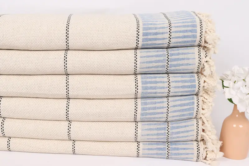 Shower Curtain, 104x96 Linen Striped Towel, Christmas Gift Tags, Tablecloth, Bridesmaid Gifts, First Wedding Anniversary Gift, Housewarming Gift - 3