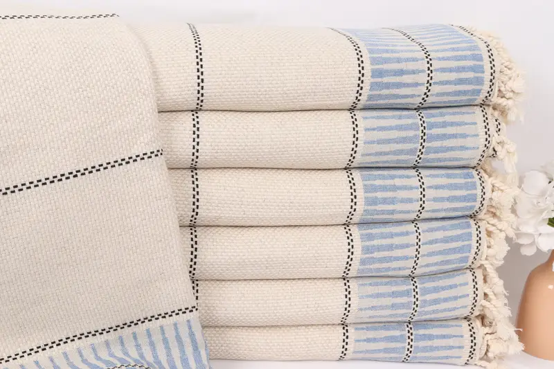 Shower Curtain, 104x96 Linen Striped Towel, Christmas Gift Tags, Tablecloth, Bridesmaid Gifts, First Wedding Anniversary Gift, Housewarming Gift - 1