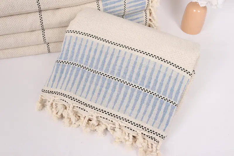 Shower Curtain, 104x96 Linen Striped Towel, Christmas Gift Tags, Tablecloth, Bridesmaid Gifts, First Wedding Anniversary Gift, Housewarming Gift - 4