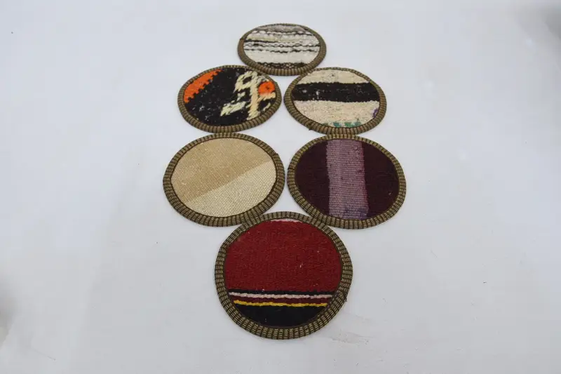 Posavasos redondo bohemio, posavasos decorativo rojo y marrón